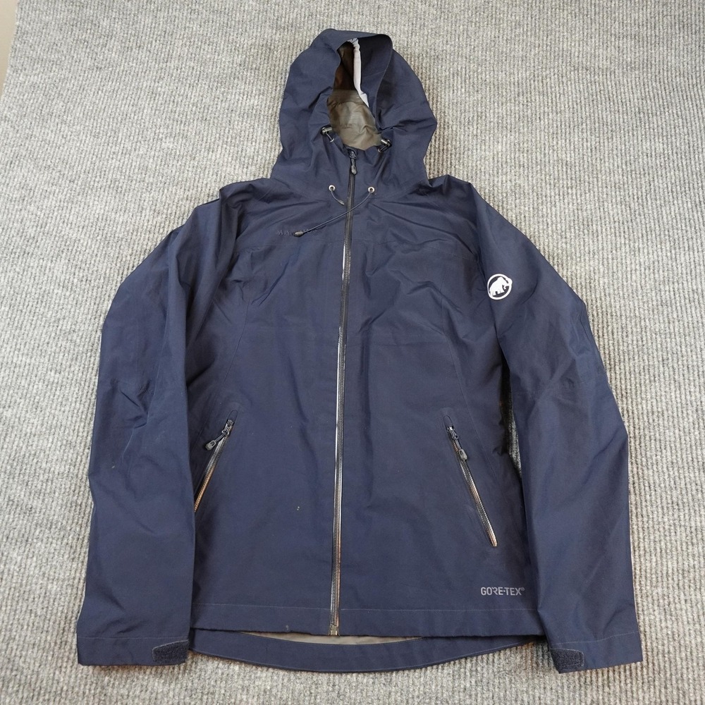 Mammut Goretex Jacket Womens Medium Blue Hooded Waterproof Windbreaker Shell